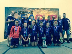 contributed photo Four Sartell youths scored big at the Schwan’s USA Cup held at the National Sport Center in Blaine, Minn. The tournament held from July 15-19 is the largest soccer tournament in the western hemisphere and hosted 1,016 teams and more than 14,000 soccer players from 17 states and 17 countries. The Central Minnesota Youth Soccer Association 13-year-old girl’s Burn team faced off against a bracket of 20 teams to win the championship in their division. The Burn team defeated teams from Chicago and Colorado on their way to the title, allowing only two goals in six games. Team members include the following: (front row, left to right) Toni Baynes, Kate Schmitz, Rachel Koopmeiners, Brenna Weaver, Abbey Duray and Emma Janu (Sartell); (back row) Mark Timpane, Anika Wirth, Brooke Walters (Sartell), Jenna Eibes (Sartell), Ashley Kesler, Jessica Timpane, Lizzy Kolb, Hannah Congdon (Sartell), Tessa Fernolz and Dan Weaver.
