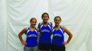 contributed photo Three Sartell girls (from left to right) Madilyn Fesenmaier, Kiana Schuchard and Katherine Muntifering advanced past the first round of the High School Girls Tennis individual sub-sections 8AA held at Fitness Evolution on Oct. 4. Muntifering and Schuchard advanced as a doubles team and Fesenmaier advanced in singles play. The three were later taken out of contention.