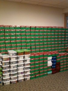 contributed photo A virtual wall of shoe box gifts is testament to the hard work of young people at Celebration Lutheran Church in Sartell. 