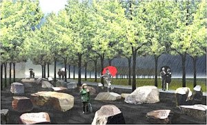 contributed photo This is an artists's conception of a boulder-lined walkway that will be built as a memorial to veterans and their families on the Minnesota Capitol mall. Excerpts from correspondence between service members and their families are needed for the memorial project.