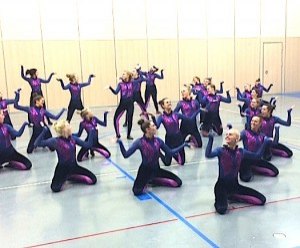 contributed photo The Sabre Dance Team practices one of its numbers that it will present when Sartell hosts the annual all-team dance show Nov. 15 at Sartell High School.