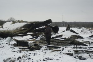 photo by Logan Gruber An investigator from Whitemore Fire Consultants was on the scene Tuesday morning to determine the cause of the fire.