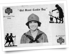 contributed photo This post card, from the 1930s, advertised "Girl Scout Cookie Day."