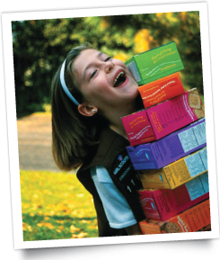 contributed photo In recent years, the boxes containing Girl Scout cookies have become eye-fetching colorful, as in this photo.