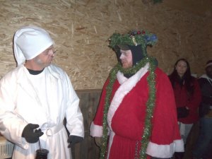 photo by Dennis Dalman Ebenezer Scrooge (left) confronts another ghost of Christmas. 