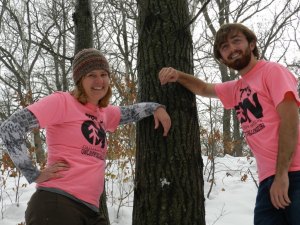  contributed photo Jenny Kutter (left) and Tanner Rayman helped organize the College of St. Benedict and St. John's University's participation in the first Outdoor Nation Campus Challenge contest held Sept. 27 - Nov. 22. The colleges won the contest, beating out nine other schools. 