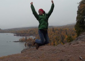 contributed photo CSB student AnnMarie Backstrom competed in the Outdoor Nation Campus Challenge and finished in the top 10 nationally. She is shown here after a hike from the Tettegouche State Park office to Shovel Point. The park is located on the north shore of Lake Superior. 