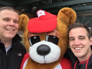 contributed photo Dan Anderson of Sartell, the State Farm bear played by Taylor Frank, along with Trent Thompson from the Dan Anderson State Farm agency, rang bells for Salvation Army at Byerly's prior to the holidays.