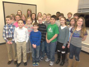 photo by Dennis Dalman The participants in the Jan. 26 Sartell Middle School Spelling Bee are (front row, left to right) Jayke Peters, Dylan Krenz-Bertrand, Lucas Eisennagel, Ethan Gohmann, Jessica Andrewson, Savannah Supan; (middle row) Emily Jelinski, Faith Van Erp, Charlie Magnuson, Ben Brandt, Dylan Cummings, Bella Zerafa (back row) Claire Bruland, Lauren Booth, Nora Steil, Avery Atkinson, Elaine Lo, Gretta Mahowald, Anthony Berndt, Janagan Ramanathan, Josh Harrington and Thomas Connolly. 