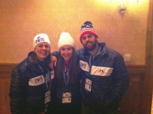 contributed photo Kristi Spaniol, Kelli Spaniol and Adam Giambruno (left to right) volunteered at the 2015 FIS Alpine World Ski Championships recently held in Vail and Beaver Creek, Colorado. They are shown here at the volunteer reception after opening ceremonies. 