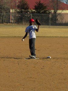 photo by Logan Gruber Kavynah Schneekloth of East St. Cloud, a member of the Willie Mays League, practices last Tuesday at Sportsman's Park ball field in Clearwater.