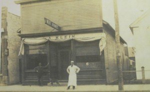 photo courtesy of St. Joseph Area Historical Society Mike Klein's Meat Market opened in 1909. It was located on the north side of Minnesota Street, west of College Ave. Ownership has passed on over the years.  In 1989 a fire erupted and destroyed a large portion of the original building. It was rebuilt as the meat processing building.