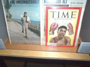 photo by Dennis Dalman Cassius Marcellus Clay, later known as Mohammed Ali, is depicted on the March 22, 1963 cover of TIME magazine. This display is one of many in For All the World to See, an exhibit depicting black life in the United States before the Civil Rights Era.