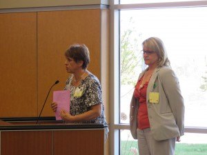 photo by Logan Gruber Barb Rebischke (left) and Jodi Speicher, both of the Good Shepherd Community, presented to the city council during the April 27 meeting on the 'ACT on Alzheimer's' initiative. Sauk Rapids is one of only 33 communities across Minnesota that was awarded grant money to help communities become dementia-friendly. According to the ACT website, there are more than 89,000 Minnesotans over the age 65 living with this disease.