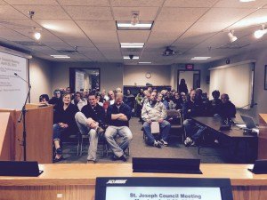 photo by Mayor Rick Schultz Schultz stopped for a moment before the open forum on the water amenity began to snap a photo of the crowd, giving us a "Mayor's Eye View" of the council chambers.