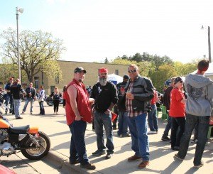 photo by Carolyn Bertsch Mike Fischer, Rockville, Jason Fischer, Rockville and Jim Chaney, St. Joseph, were among the 137 motorcyclists who came out to support the Ride for Cody even on Saturday, May 9.