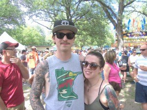 photo by Dennis Dalman Tattoo buddies Andrew Boergner and Hannah Taylor enjoy walking the grounds of River Days Food Fest June 27 in Sauk Rapids Municipal Park. Boerger, who hails from Clay Lake, S.D., was visiting Taylor in St. Cloud when they both decided the Food Fest would be worth checking out. It was, they said.