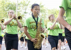 photo by Angie Heckman The SRR Middle School marching band played some nice tunes for the crowd during the Rapids River Days parade.